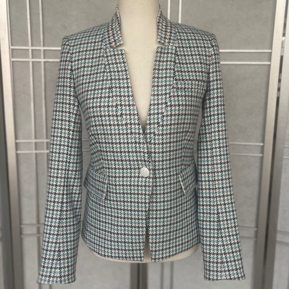 NWT Veronica Beard Turquoise Multi Farley Dickey Jacket sz 0